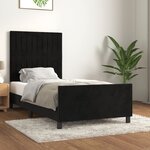 vidaXL Cadre de lit avec tête de lit Noir 100x200 cm Velours