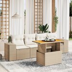 vidaXL Salon de jardin avec coussins 5 Pièces beige résine tressée