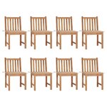 vidaXL Chaises de jardin lot de 8 avec coussins Bois de teck massif