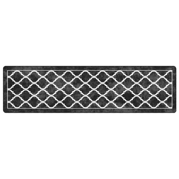 vidaXL Tapis lavable noir et blanc 80x300 cm antidérapant