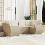 vidaXL Salon de jardin avec coussins 6 Pièces beige résine tressée