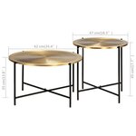 vidaXL Ensemble de tables 2 Pièces MDF recouvert de laiton
