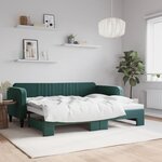 vidaXL Lit de jour avec gigogne sans matelas vert foncé 90x200 cm