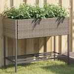vidaXL Jardinières avec étagère 2 Pièces gris 90x40x75 cm résine tressée