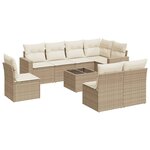vidaXL Salon de jardin avec coussins 9 Pièces beige résine tressée