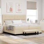 vidaXL Lit Box Spring avec Matelas & Banc Crème 200x200 cm Tissu