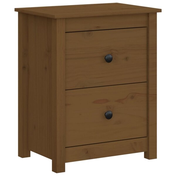 vidaXL Table de chevet Marron miel 50x35x61 5 cm Bois de pin massif