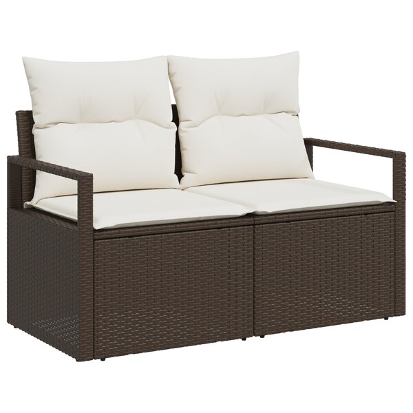 Ensemble de canapé de jardin 5 pièces avec coussins gris en rotin