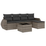 vidaXL Salon de jardin 6 Pièces avec coussins gris résine tressée