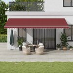 vidaXL Auvent manuel rétractable avec LED bordeaux 600x300 cm