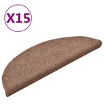 vidaXL Tapis de marches d'escalier 15 Pièces Marron 56x17x3 cm