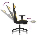 vidaXL Chaise de jeu de massage avec repose-pied Noir et jaune Tissu