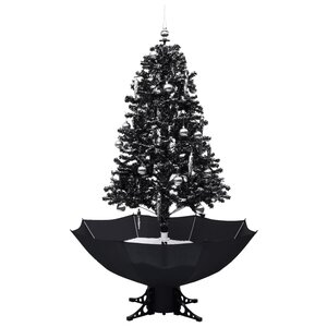 vidaXL Arbre de Noël neigeux avec base de parapluie Noir 170 cm PVC