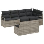 Set de Canapé de Jardin vidaXL 7 Pièces avec Coussins Gris Clair Poly Rattan