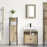 vidaXL Ensemble meuble salle de bain 3 pièces en chêne Sonoma en bois d'ingénierie