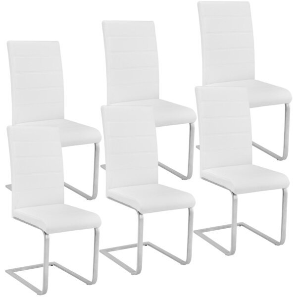 Lot de 6 chaises pieds acier siège de salon cuisine salle à manger design carré élégant blanc 08_0000121