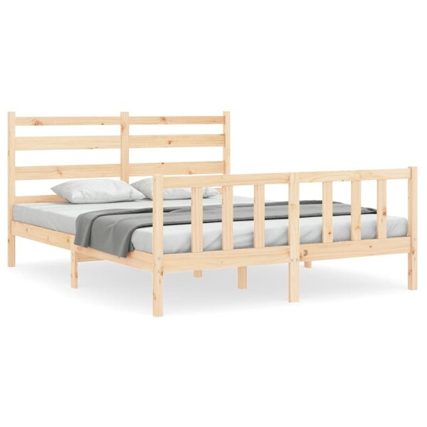 vidaXL Cadre de lit avec tête de lit 160x200 cm bois massif