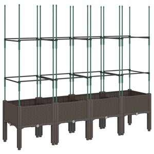 vidaXL Jardinière avec treillis marron 160x40x142 5 cm PP