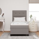 vidaXL Lit à ressorts avec matelas et lumière LED taupe 90x190 cm Tissu