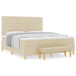 Lit box spring vidaXL avec matelas et banc Crème 180x200 cm Tissu