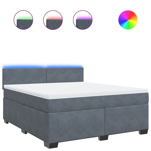vidaXL Sommier à lattes de lit et matelas Gris foncé 180x200cm Velours