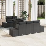 vidaXL Ensemble de canapé de jardin de 6 pièces avec coussins en poly rattan noir