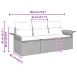 vidaXL Ensemble de canapé de jardin 3 pièces avec coussins en rotin poly noir