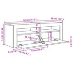vidaXL Meuble TV avec lumières LED gris béton 120x35x40 cm