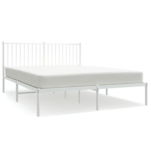 vidaXL Cadre de lit métal avec tête de lit blanc 150x200 cm