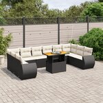 vidaXL Salon de jardin 11 Pièces avec coussins noir résine tressée