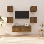 vidaXL Ensemble de meubles TV muraux Chêne fumé Bois d'ingénierie