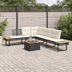 vidaXL Salon de jardin avec coussins 2 Pièces noir résine tressée acacia