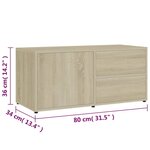 vidaXL Meuble TV Chêne sonoma 80x34x36 cm Bois d'ingénierie