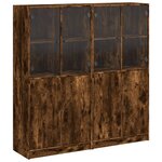 vidaXL Bibliothèque avec portes chêne fumé 136x37x142 cm