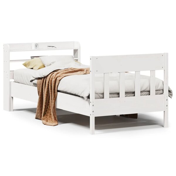 vidaXL Cadre de lit sans matelas blanc 90x190 cm bois de pin massif