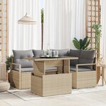 Ensemble de Canapés de Jardin de 5 Pièces avec Coussins Rattan Poly Beige