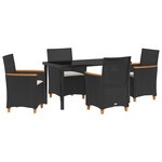 vidaXL Ensemble de salle à manger de jardin de 5 pièces avec coussins Noir Rattan Poly