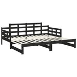 vidaXL Lit coulissant Noir Bois de pin solide 2x(90x200) cm