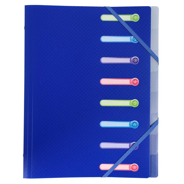 Trieur Polypropylène 3 Rabats 8 Compartiments Opak - Couleurs Assorties - X 10 - Exacompta