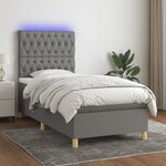 vidaXL Sommier à lattes de lit et matelas et LED Gris foncé 90x200cm