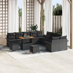vidaXL Ensemble de canapé de jardin 13 pièces avec coussins noirs en poly rotin