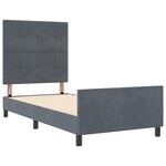 Lit vidaXL en Gris Foncé  100x200 cm  Fabriqué en Velours