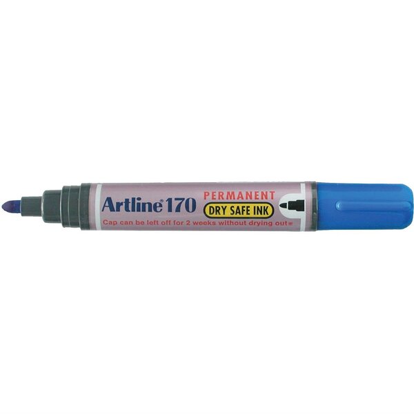 Marqueur 'Dry Safe' '170' permanent indélébile pointe conique 2 mm bleu ARTLINE