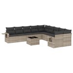 vidaXL Salon de jardin 11 Pièces avec coussins gris clair résine tressée
