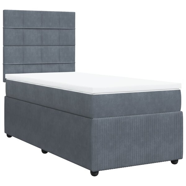 vidaXL Sommier à lattes de lit et matelas Gris foncé 90x190 cm Velours
