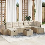 vidaXL Ensemble de 8 Pièces avec Coussins Beige en Poly Rotin