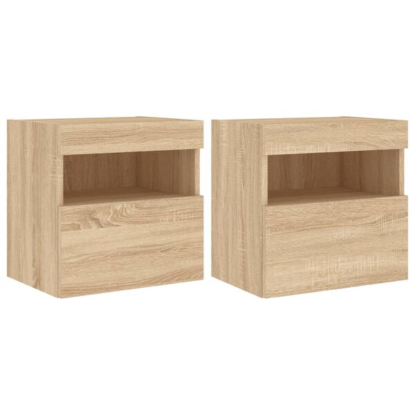 vidaXL Meubles TV muraux lumières LED 2 Pièces chêne sonoma 40x30x40 cm