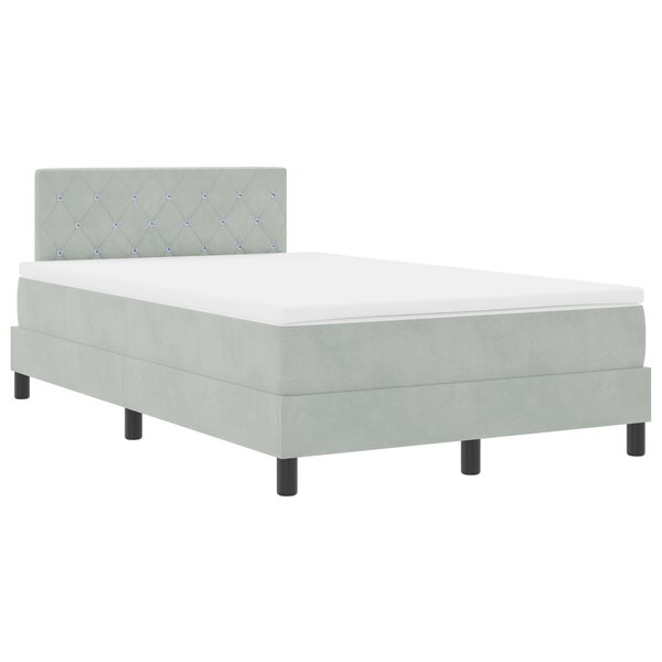 Lit à sommier avec matelas et lumière LED Gris clair 120x200 cm Velours