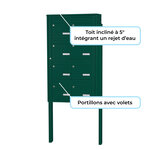 Bloc collectif Leabox  2x4  grade 3  simple face  Extérieur  fixation sur pieds à sceller  Vert mousse RAL 6005 finition brillante