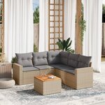 vidaXL Salon de jardin avec coussins 6 Pièces beige résine tressée